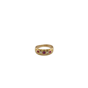 Antique 18K Yellow Gold Ruby and Diamond Band