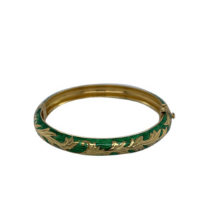 18K Yellow Gold Enamel Bangle Bracelet