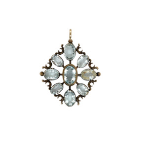 Antique 14K Yellow Gold Aquamarine Pendant