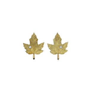 Retro 18K Yellow Gold Diamond Earrings