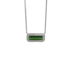 14K White Gold Tourmaline and Diamond Pendant