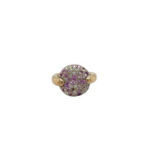 Pomellato 18K Yellow and White Gold Pink Sapphire and Diamond Ring