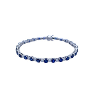 14K White Gold Sapphire and Diamond Bracelet
