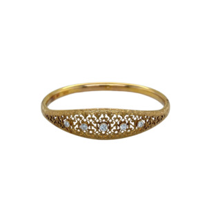 Victorian 14K Yellow Gold Diamond Bangle Bracelet
