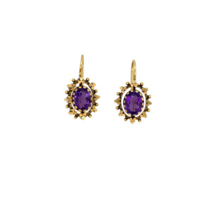 14K Yellow Gold Amethyst Earrings