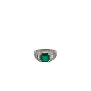 Platinum Emerald and Diamond Ring