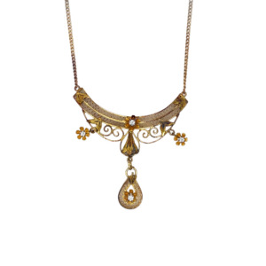 Victorian 14K Yellow Gold Diamond Pendant
