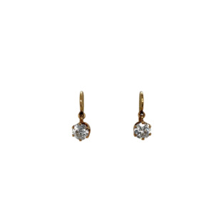 Victorian 14k Yellow Gold Diamond Drop Earrings