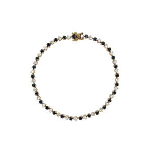 14K Yellow Gold Sapphire and Diamond Bracelet