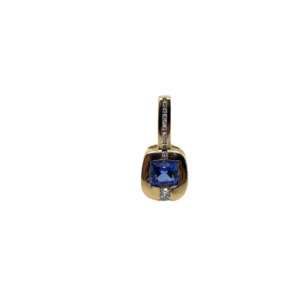 14K Yellow Gold Tanzanite and Diamond Slides Pendant