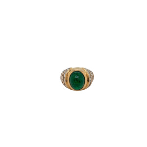 18K Rose Gold Emerald and Diamond Ring