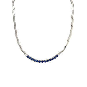 18K White Gold Sapphire and Diamond Necklace
