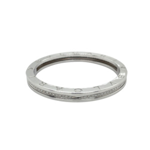Bulgari 18K White Gold Diamond Zero Bangle Bracelet