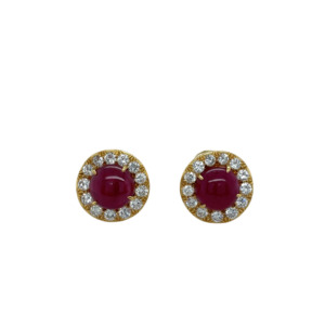 David Webb 18K Yellow Gold Ruby and Diamond Earrings