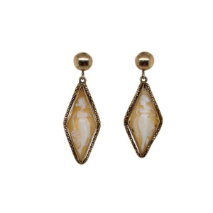 14K Yellow Gold Cameo Earrings