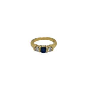18K Yellow Gold Sapphire and Diamond Ring