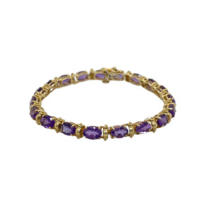 14K Yellow Gold Amethyst Bracelet