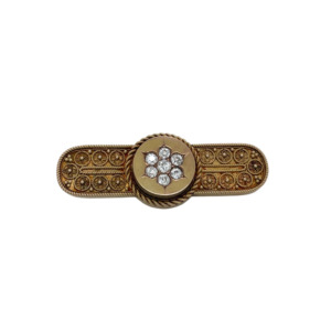 Victorian 14K Yellow Gold Diamond Brooch