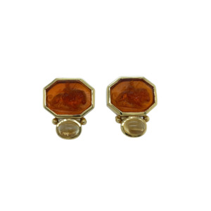 Elizabeth Locke 18K Yellow Gold Venetian Glass and Citrine Earrings