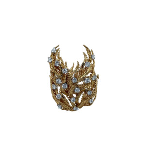 David Webb 18K Yellow Gold Diamond Brooch