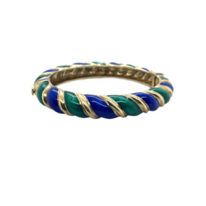 Vintage Cartier 14K Yellow Gold Enamel Bangle Bracelet