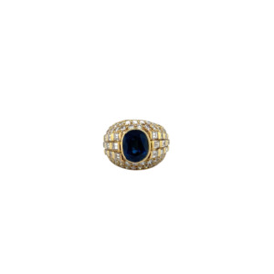 18K Yellow Gold Sapphire and Diamond Ring