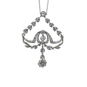 Edwardian Platinum over 14K Yellow Gold Diamond Necklace