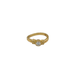18K Yellow Gold Diamond Bezel Engagement Ring