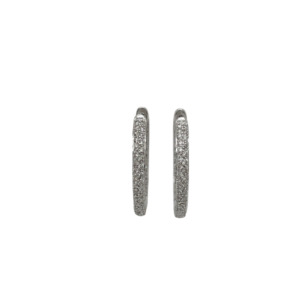 14K White Gold Diamond in-out Hoop Earrings