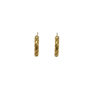 18K Yellow Gold Cable Hoop Earrings