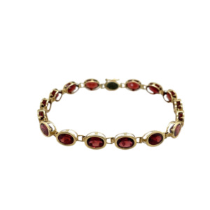 14K Yellow Gold Garnet Bracelet