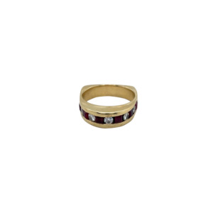 14K Yellow Gold Diamond and Ruby Band