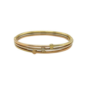 18K Yellow, Rose, and White Gold Bangle Bracelet