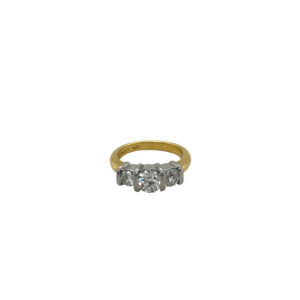 18K Yellow Gold and Platinum Diamond Engagement Ring