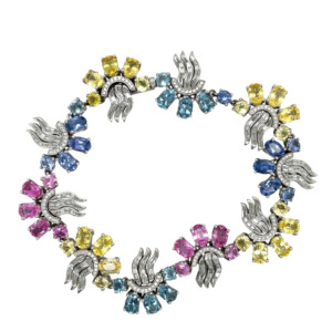 Platinum Sapphire and Diamond Bracelet