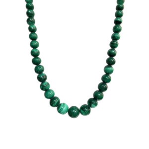 14K Yellow Gold Malachite Bead Necklace