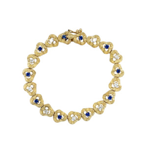 18K Yellow Gold Sapphire and Diamond Bracelet