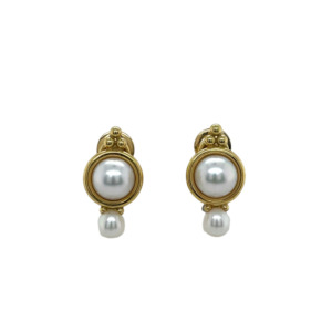 Elizabeth Gage 18K Yellow Gold Pearl Earrings