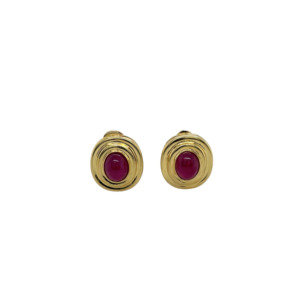 18K Yellow Gold Ruby Earrings