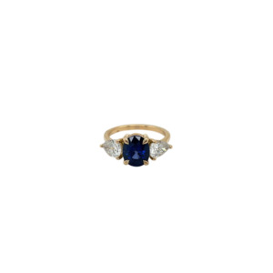 18K Yellow Gold Sapphire and Diamond Ring