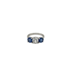 Platinum Diamond and Sapphire Ring