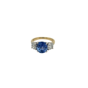 14K Yellow Gold Sapphire and Diamond Ring