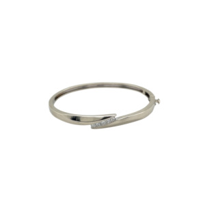 14K White Gold Diamond Bangle Bracelet