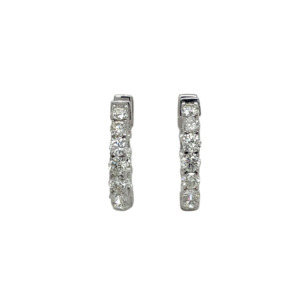 14K White Gold Diamond Hoop Earrings