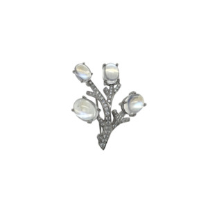 Tiffany & Co. Platinum Moonstone and Diamond Brooch