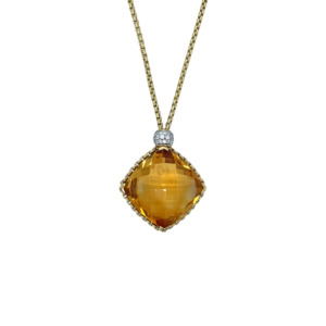 David Yurman 18K Yellow Gold Citrine and Diamond Pendant