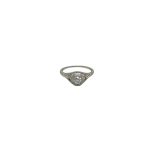 Art Deco 14K White Gold Diamond Engagement Ring