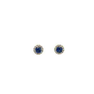 14K Yellow Gold Sapphire and Diamond Earrings