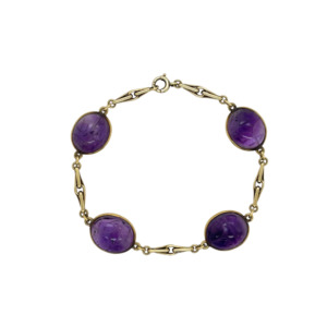 Antique 14K Yellow Gold Amethyst Scarab Bracelet