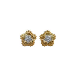 Gump's 18K Yellow Gold Diamond Dome Earrings